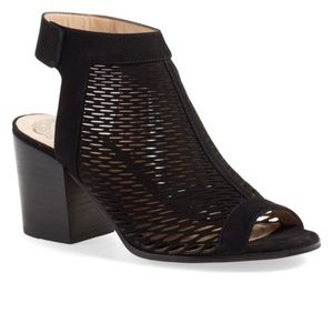 Vince Camuto Perforated Peep Toe Bootie, Black 9